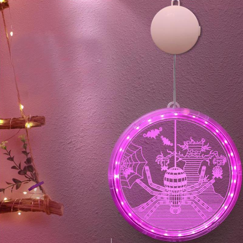 Изображение товара: Декоративные светодиодсветодиодный лампы на батарейках, 3D светильники для Хэллоуина, Рождества, праздника, вечеринки, креативная комнатная Подвесная лампа с призраком и черепом