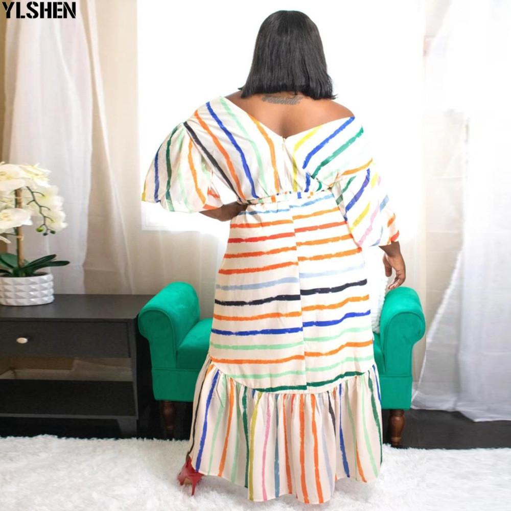 Изображение товара: Африканские платья для женщин, африканская одежда, Африканское платье Дашики, сексуальный халат в полоску, Женская одежда из Анкары, размера плюс