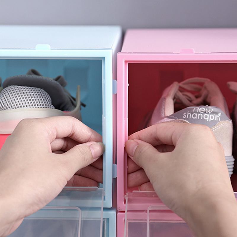 Изображение товара: Прозрачная пластиковая коробка для хранения обуви, утолщенный пылезащитный бокс для хранения обуви, комбинированный шкаф для обуви, 1/3/6 шт.