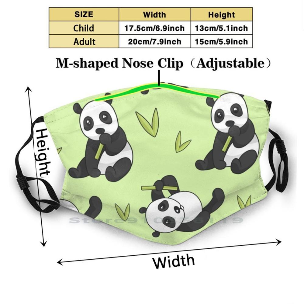 Изображение товара: Многоразовый фильтр Pm2.5 с принтом Панда медведь зеленый фон панда Азия милый Принт детская маска для рта Панда медведь панда шаблон панда