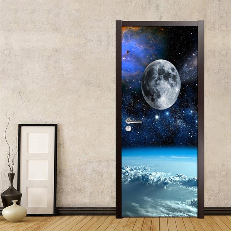 Изображение товара: ПВХ водостойкая самоклеящаяся дверная Наклейка 3D космическое звездное небо Фото Фреска обои для гостиной дверь наклейка домашняя настенная живопись
