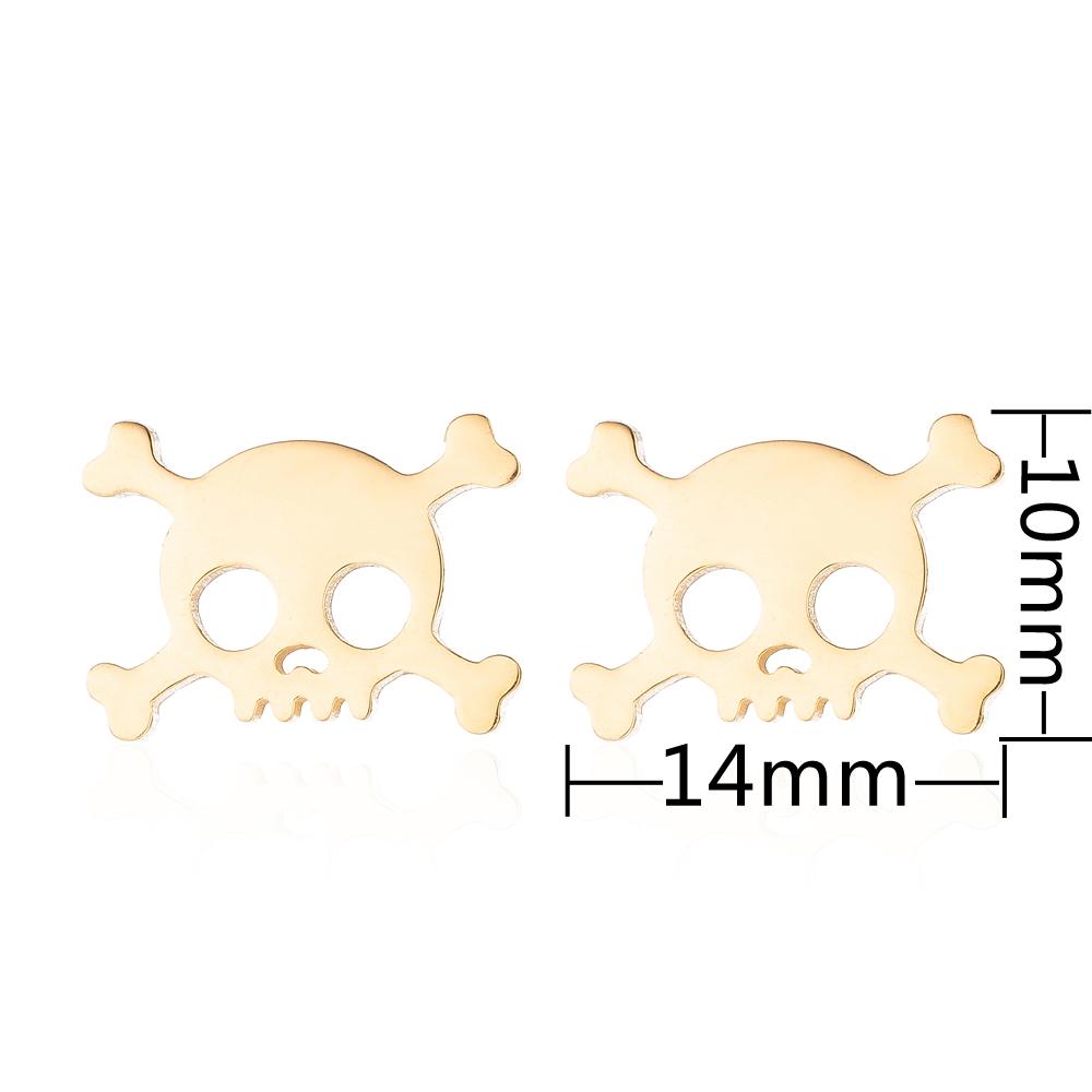 Изображение товара: Пиратские аксессуары из нержавеющей стали, серьги-гвоздики черного цвета с черепом, ювелирные изделия в стиле панк со скелетом для женщин, подарок на Хэллоуин, Aretes
