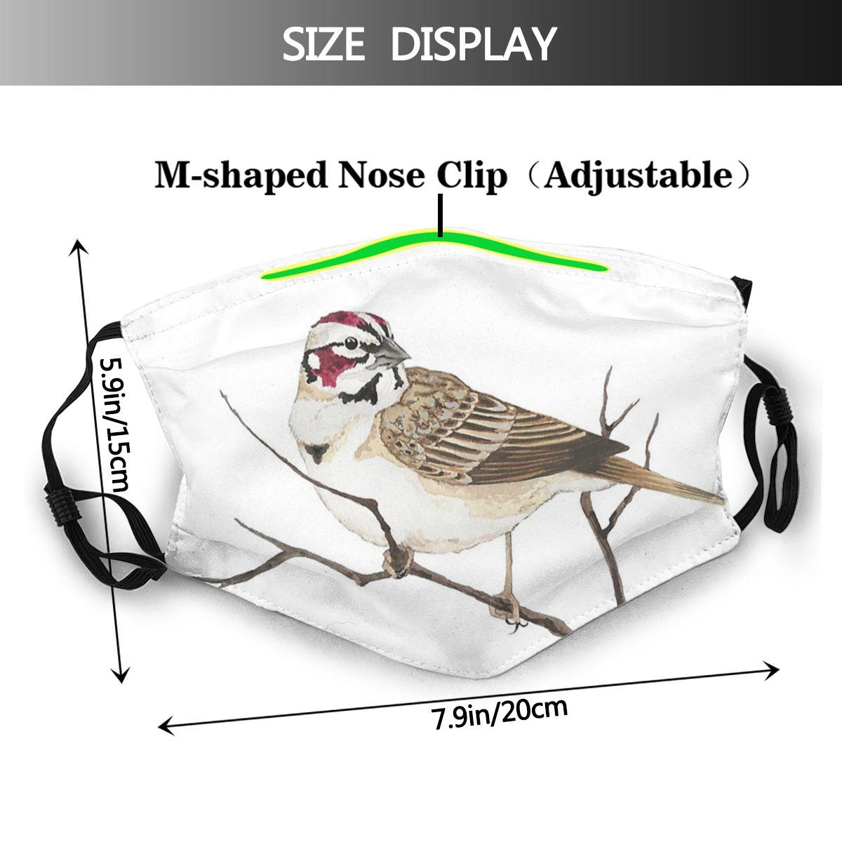 Изображение товара: Многоразовая Пыленепроницаемая маска для лица Lark Sparrow с принтом птиц, Пыленепроницаемая маска с фильтрами, защитный респиратор с ушной петлей