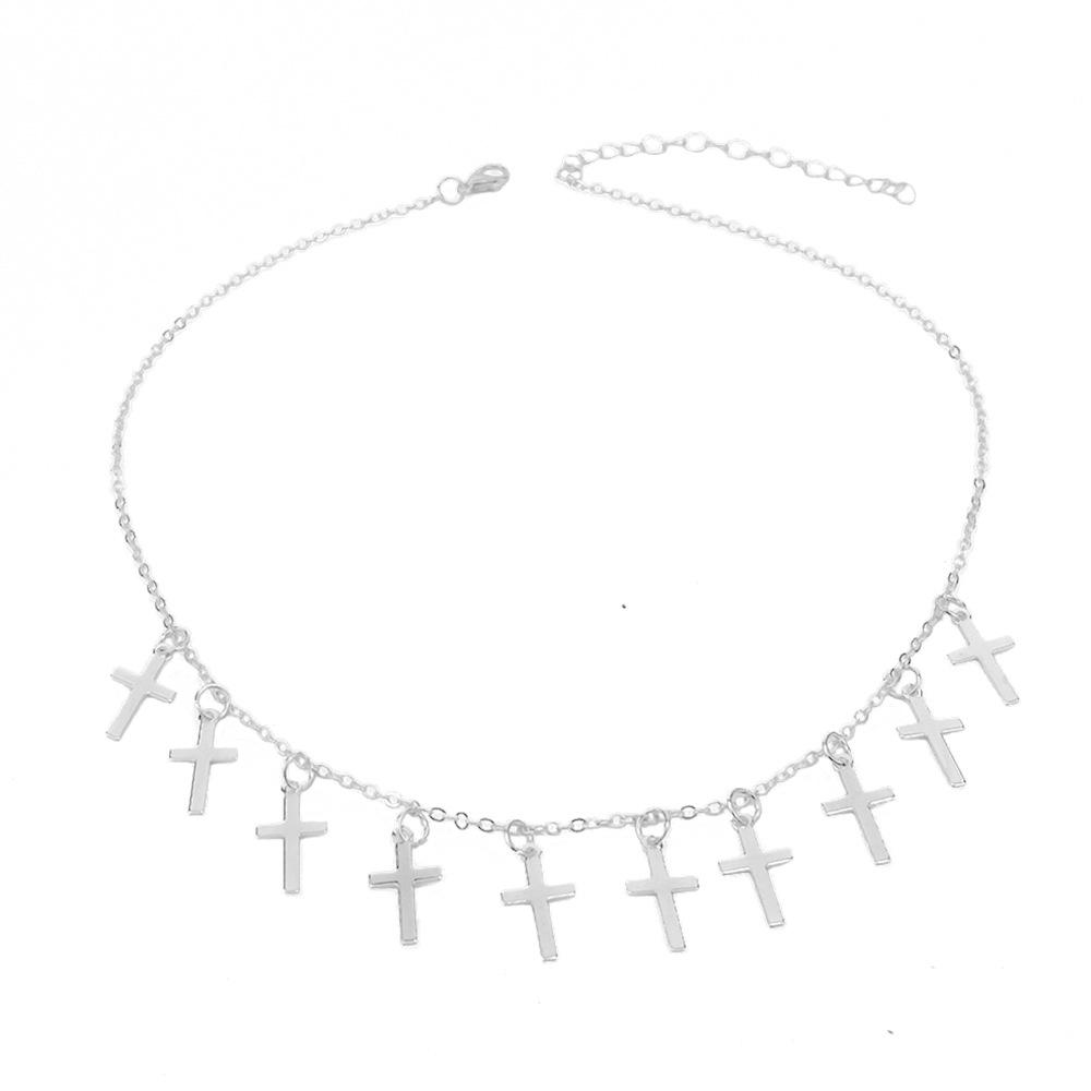 Изображение товара: Ожерелье-чокер HebeDeer, цепочка с крестиком, серебристого цвета, женские ожерелья с цепочками г.