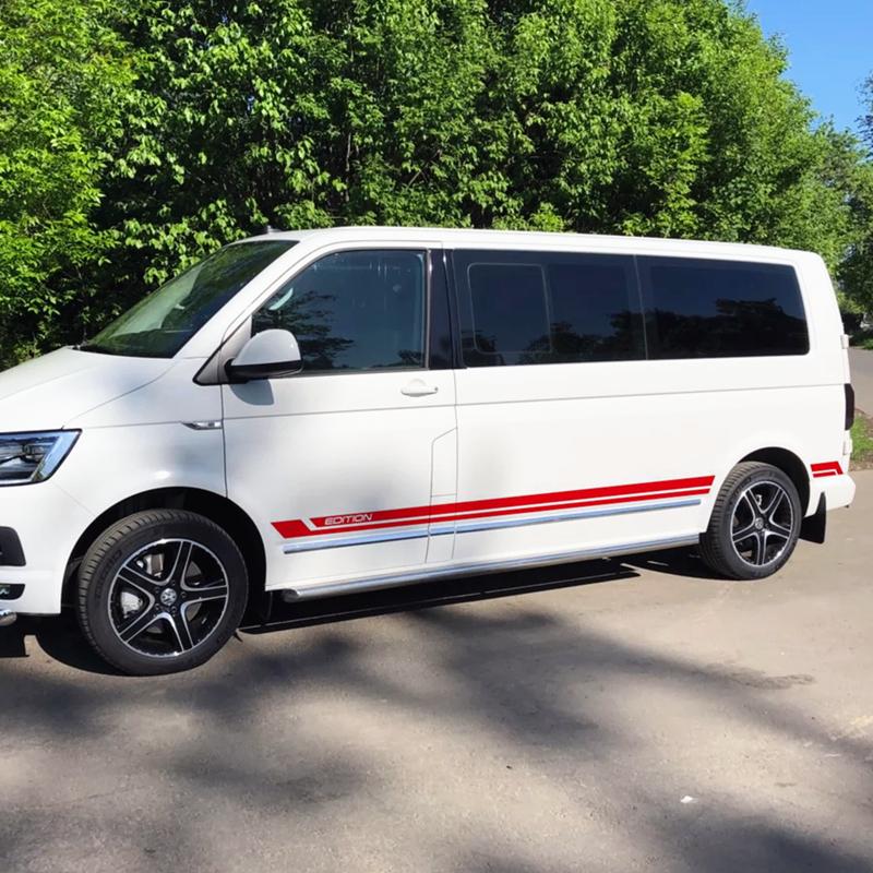 Изображение товара: Для-Volkswagen Multivan T4 T5 T6 аксессуары для кузова автомобиля, капота, хвоста, декор Dec 1Set наклейки на дверь автомобиля, боковую юбку, полосы, Виниловая наклейка