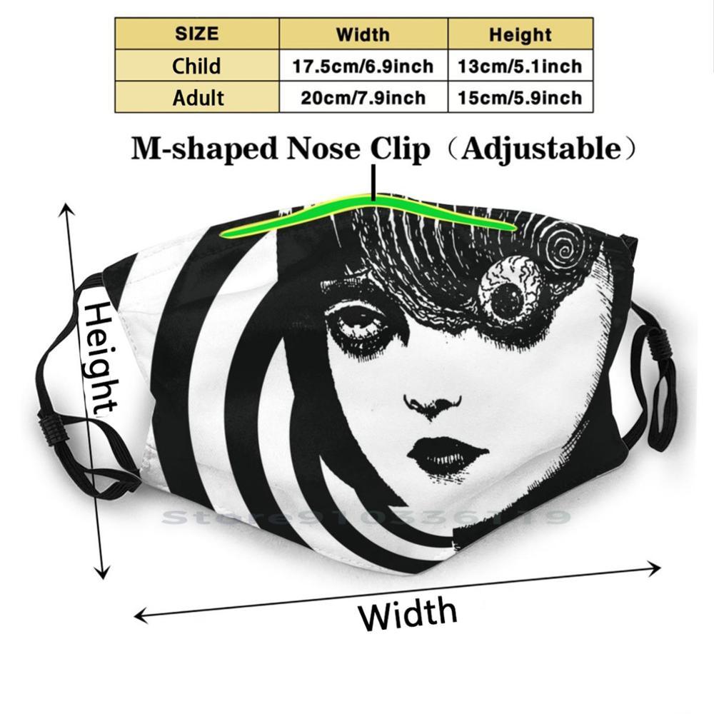 Изображение товара: Многоразовая маска азами куротани-юндзи Ито со спиральным принтом, фильтр Pm2.5, маска для лица, детская, аниме, манга, косплей, для девочек, Kawaii Fanart