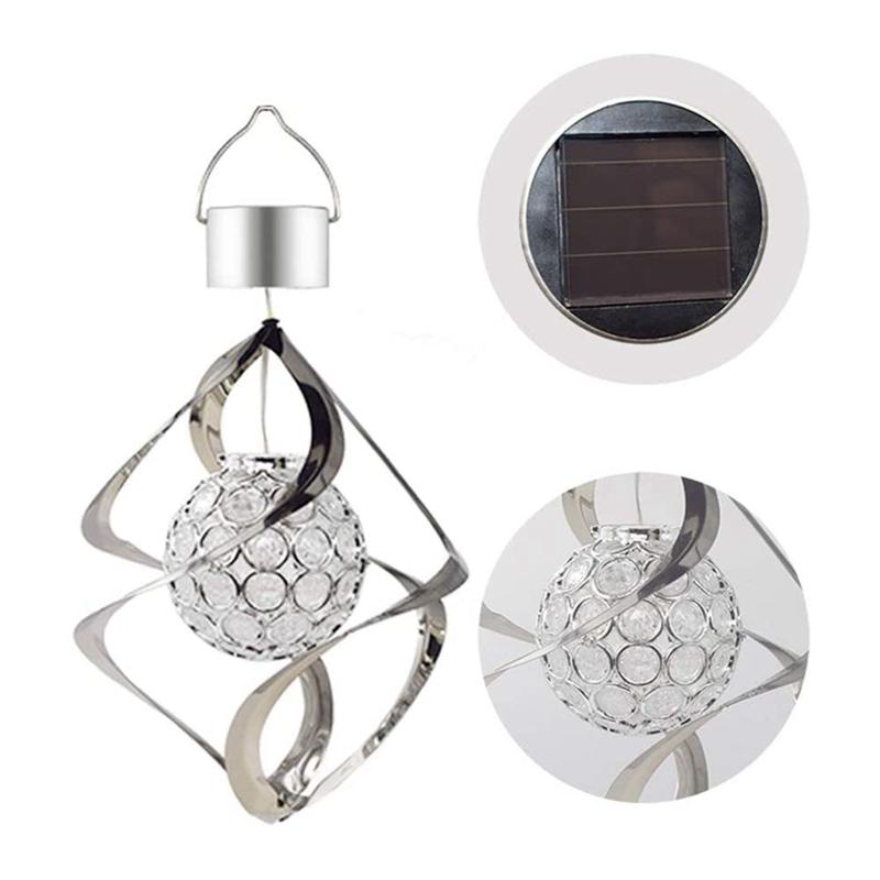 Изображение товара: Хит продаж, 2 шт., подвесной светильник на солнечной батарее, меняющий цвет, подвесной светильник, подвесной Спиральный садовый светильник-Спиннер для сада на открытом воздухе
