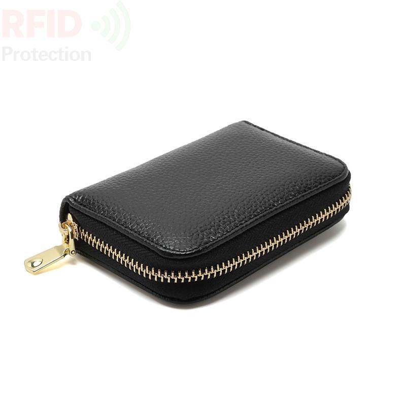 Изображение товара: Кошелек унисекс, кошелек для кредитных карт, кожаный, в форме подушки, с задним карманом, с RFID-защитой, для хранения визиток