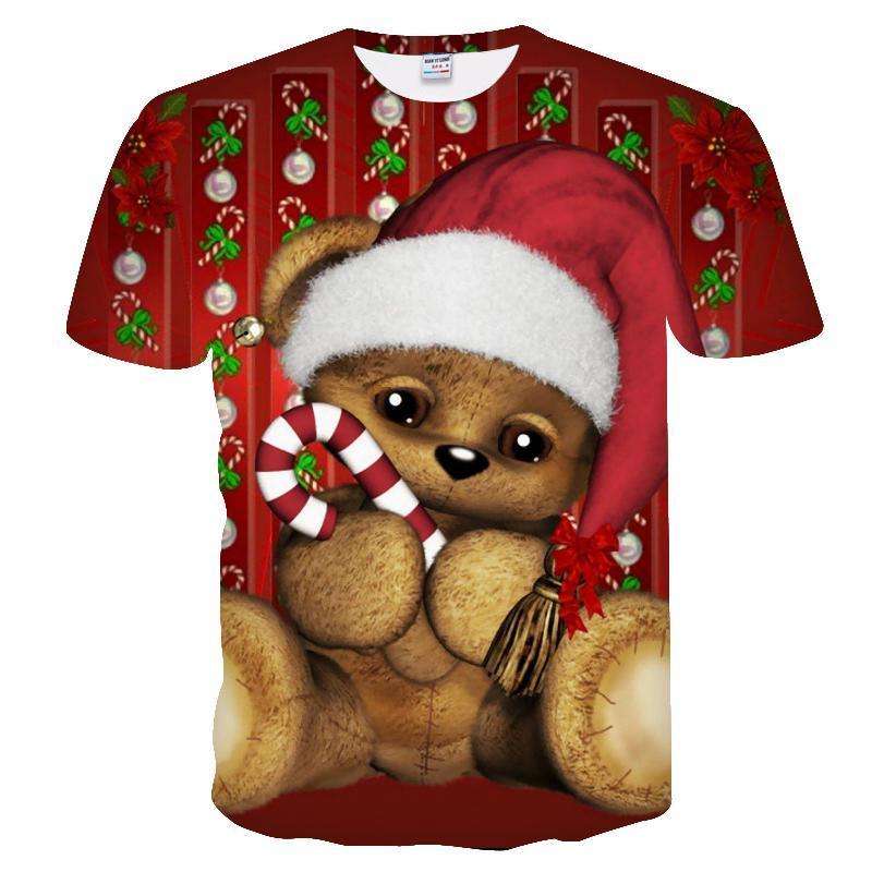 Изображение товара: Забавные футболки с рождественским узором, мужские рождественские футболки, повседневная футболка с Санта Клаусом, 3d принтом снеговика, футболка вечерние, с принтом, с короткими рукавами