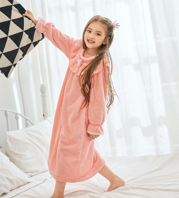 Изображение товара: Детское Фланелевое Ночное платье, осенне-зимнее теплое утепленное платье для сна для маленьких девочек, детские ночные рубашки для отдыха, домашняя одежда для девочек
