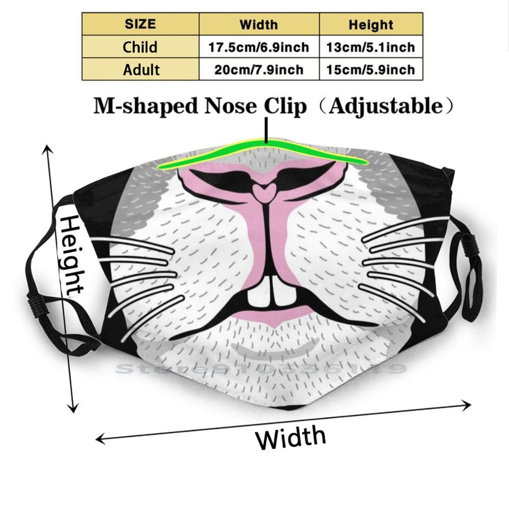 Изображение товара: Маска для лица, маска для дыхания, маска для рта с принтом кролика, многоразовая маска Pm2.5, маска для лица с фильтром, детская маска для дыхания, кролик