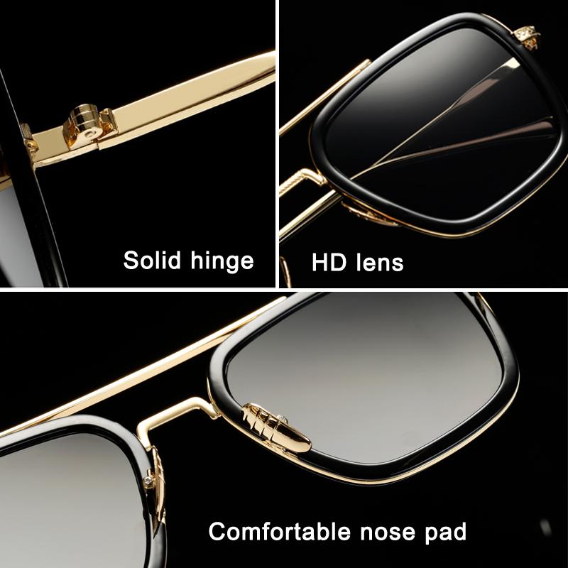Изображение товара: Солнцезащитные очки с ночным видением для мужчин и женщин, классические квадратные очки-авиаторы в металлической оправе Тони Старка, Железного человека, UV400