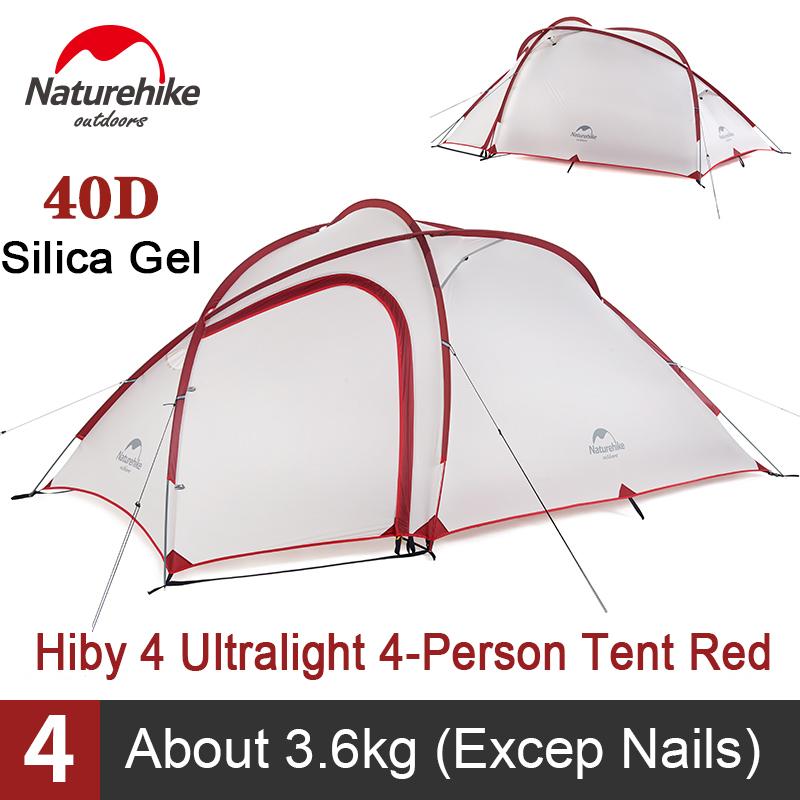 Изображение товара: Палатка для кемпинга Naturehike Hiby 3, на 3-4 человека, сверхлегкая, для активного отдыха, семейная, для путешествий, на 4 сезона, 20D, водонепроницаемая, портативная, NH17K230-P