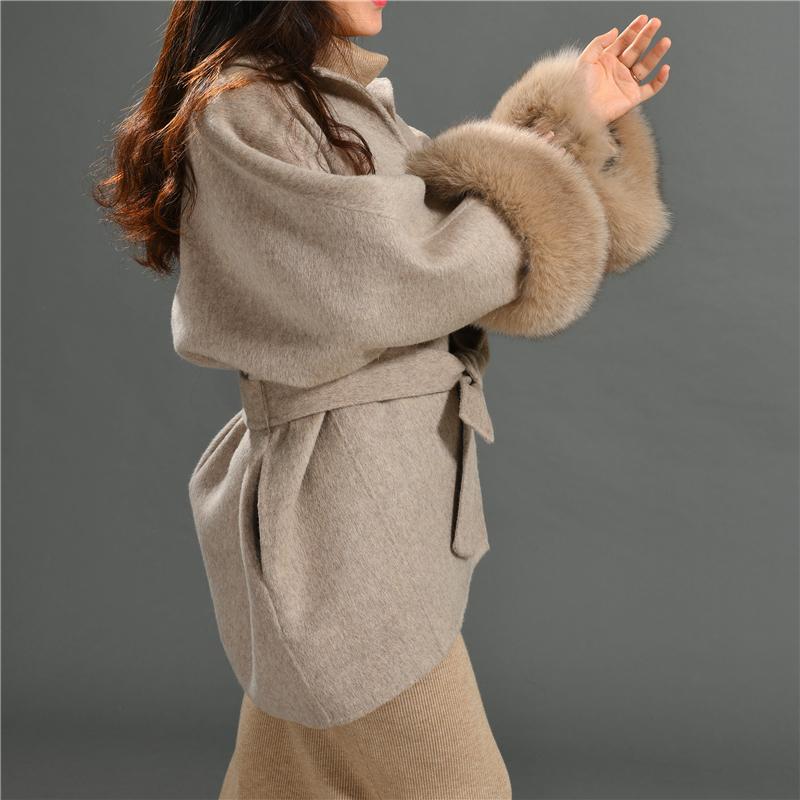 Изображение товара: Осенне-зимнее Новое высококачественное шерстяное пальто, женское двухстороннее кашемировое пальто, женский шерстяной Тренч средней длины