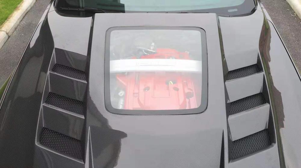 Изображение товара: Углеродное волокно, прозрачное стекло, передний бампер, капот двигателя, вентиляционная крышка, подходит для Ford Mustang 2015 2016 2017 2018 2019