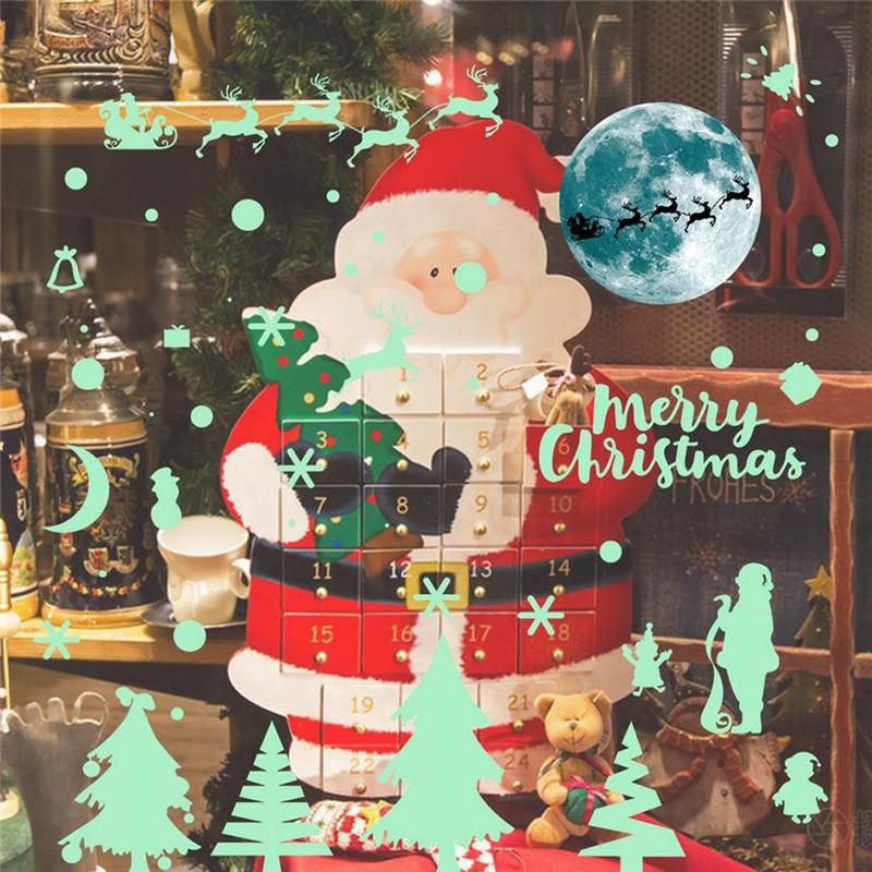 Изображение товара: Настенные наклейки, светящиеся в темноте, ПВХ наклейки, Рождественский Декор, светящиеся наклейки, праздничные настенные постеры для спальни, гостиной