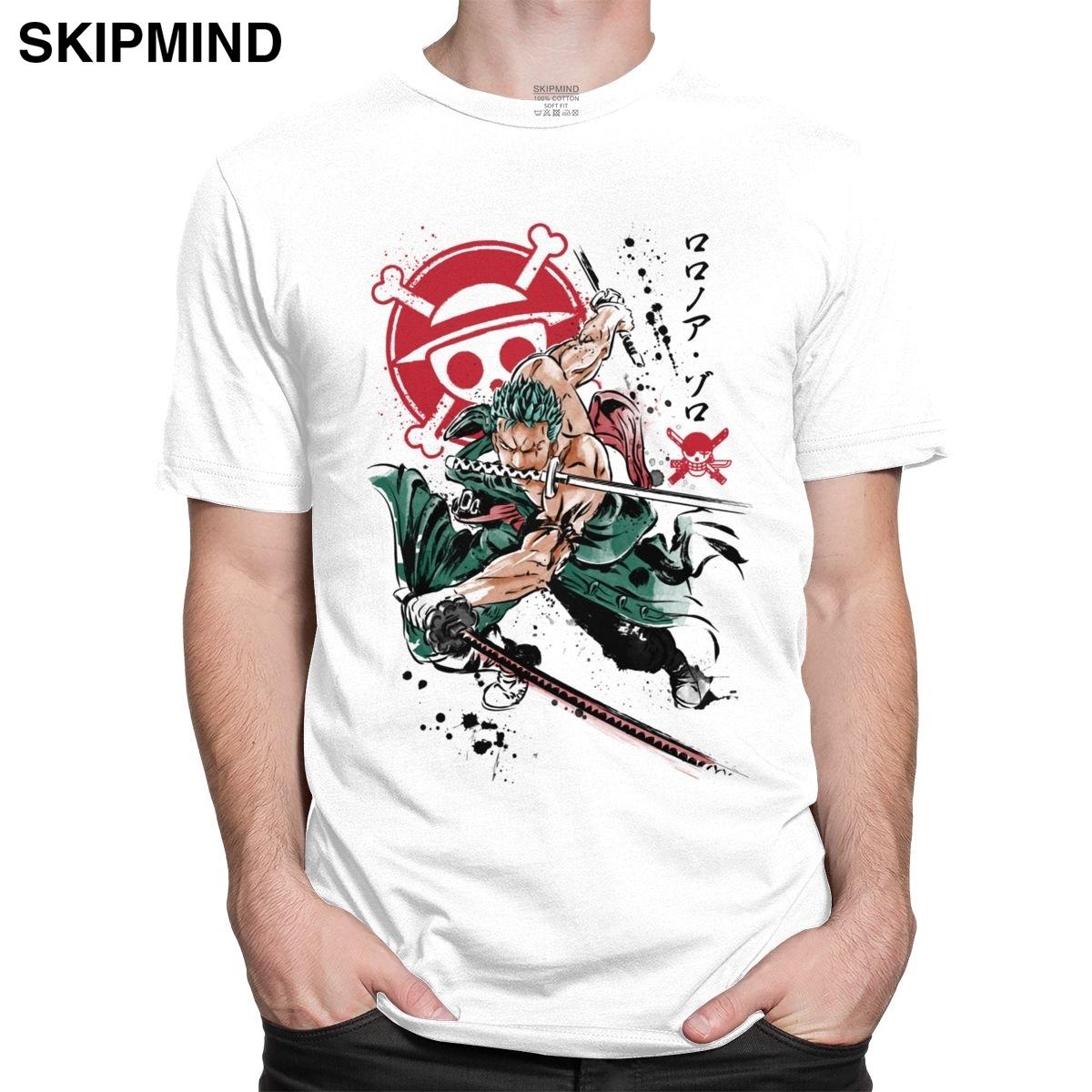 Изображение товара: Модная мужская футболка с изображением пиратского охотника, стильная футболка из 100% хлопка с круглым вырезом и короткими рукавами, Аниме футболки, топы, одежда