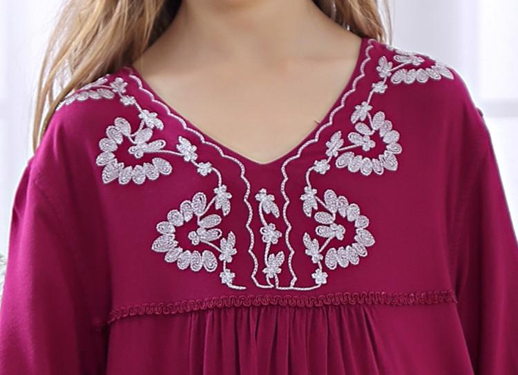 Изображение товара: Детские ночные рубашки с цветочной вышивкой; Ночная рубашка для девочек; Свободный Халат средней длины с длинными рукавами; Детское платье для сна; Домашняя одежда