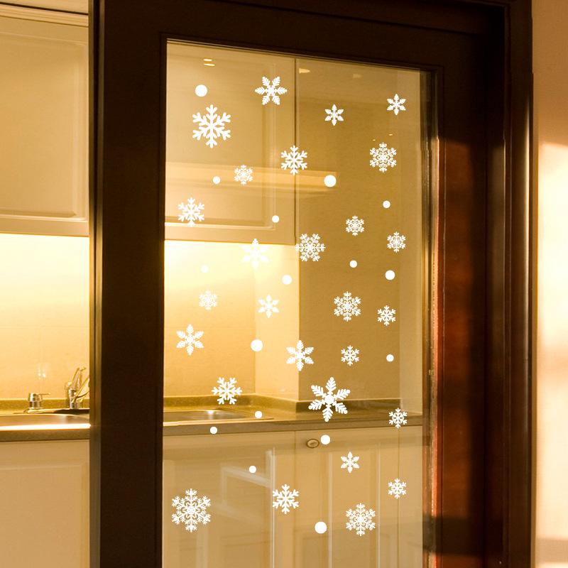 Изображение товара: Наклейка на стекло стену Рождественские снежинки стикеры на стену Наклейка на окно дверь окно Спальня Мультфильм фон украшение съемный