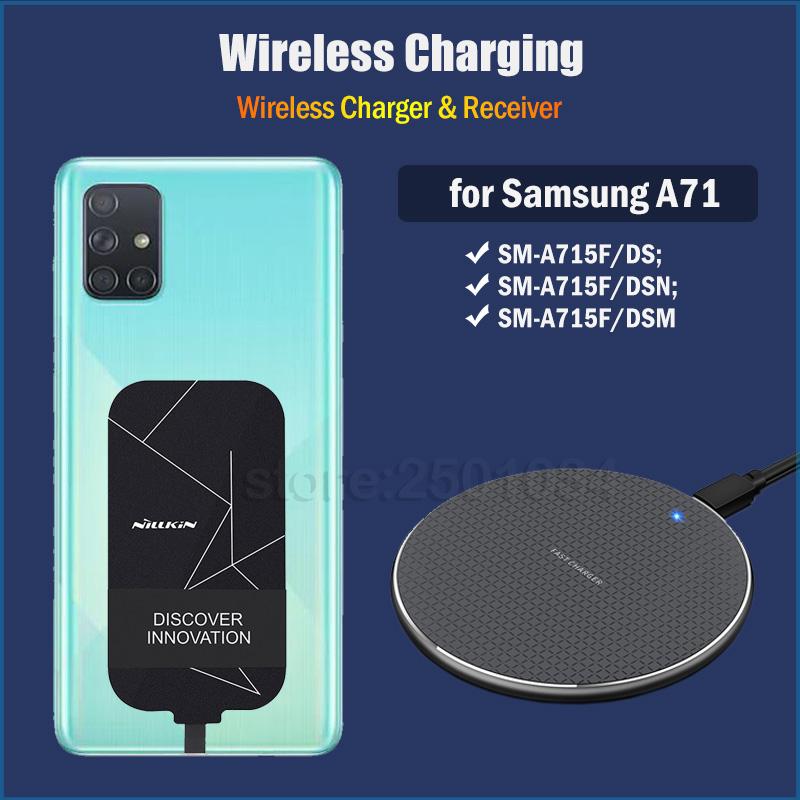 Изображение товара: Беспроводная зарядка для Samsung Galaxy A71, 6,7 дюйма, беспроводное зарядное устройство Qi + Type C, зарядный приемник в подарок, мягкий чехол для A71 SM-A715F