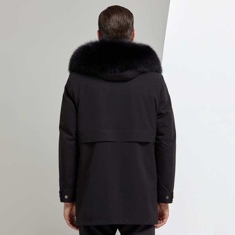 Изображение товара: Мужская куртка с капюшоном, черная уличная зимняя куртка, новый дизайн 2020, мужское зимнее пальто с теплым меховым воротником и кроличьей подкладкой, 4XL