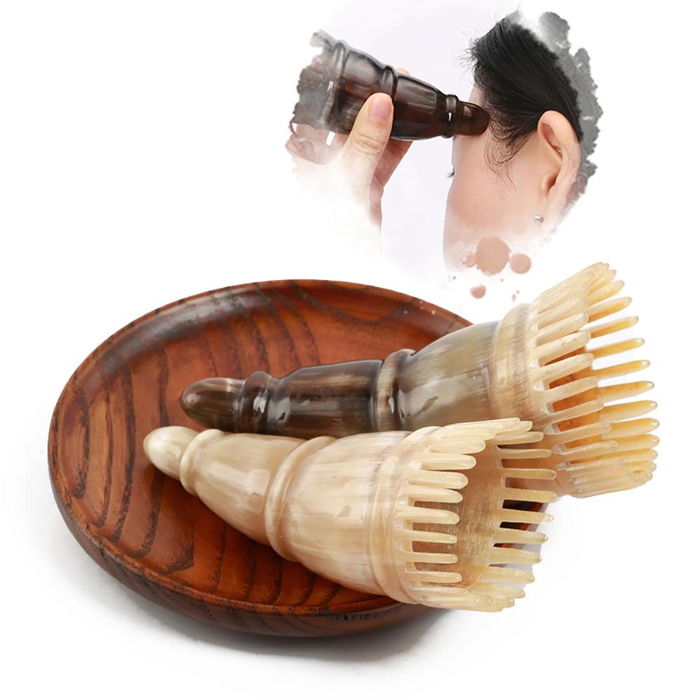 Изображение товара: Щетка для головы здоровая Массажная расческа китайский Guasha Yak Hoorn инструменты Антистатическая расческа для головы акупунктурный массаж акупунктура