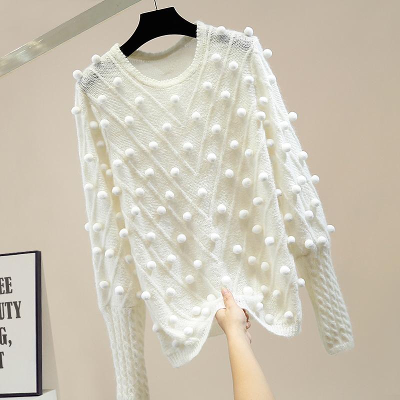 Изображение товара: Модный трехмерный пуловер Venonat с круглым вырезом, вязаные женские свитера, новинка сезона осень-зима 2020, Вязаный топ из ткани, свободный свитер