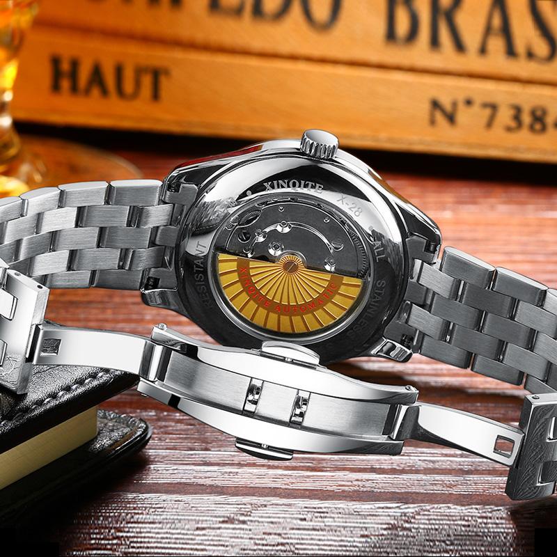 Изображение товара: Качественные Часы XINQITE, мужские роскошные брендовые автоматические механические часы, водонепроницаемые часы с сапфировым стеклом, мужские наручные часы с полной сталью