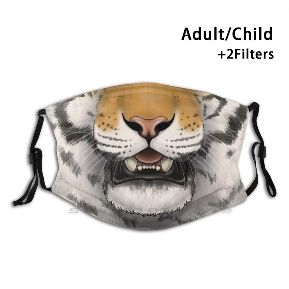 Изображение товара: Тигриное лицо рот дизайн Пылезащитный фильтр смываемая маска для лица Дети Тигр Оранжевый кот животное пушистый Anthro лицо