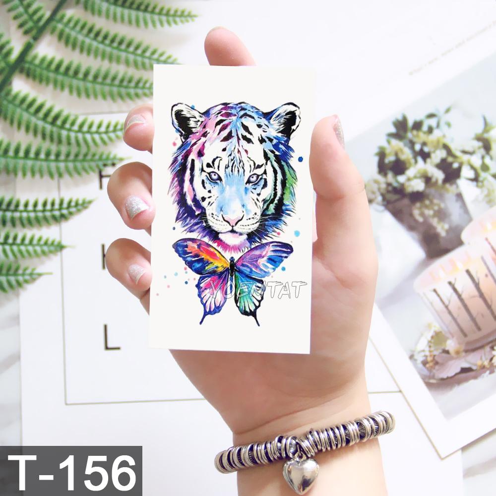 Изображение товара: Водостойкие временные 3d татуировки наклейки на боди-арт красочные акварельные панда лиса кролик поддельные Блестящие Татуировки флеш женские татуировки