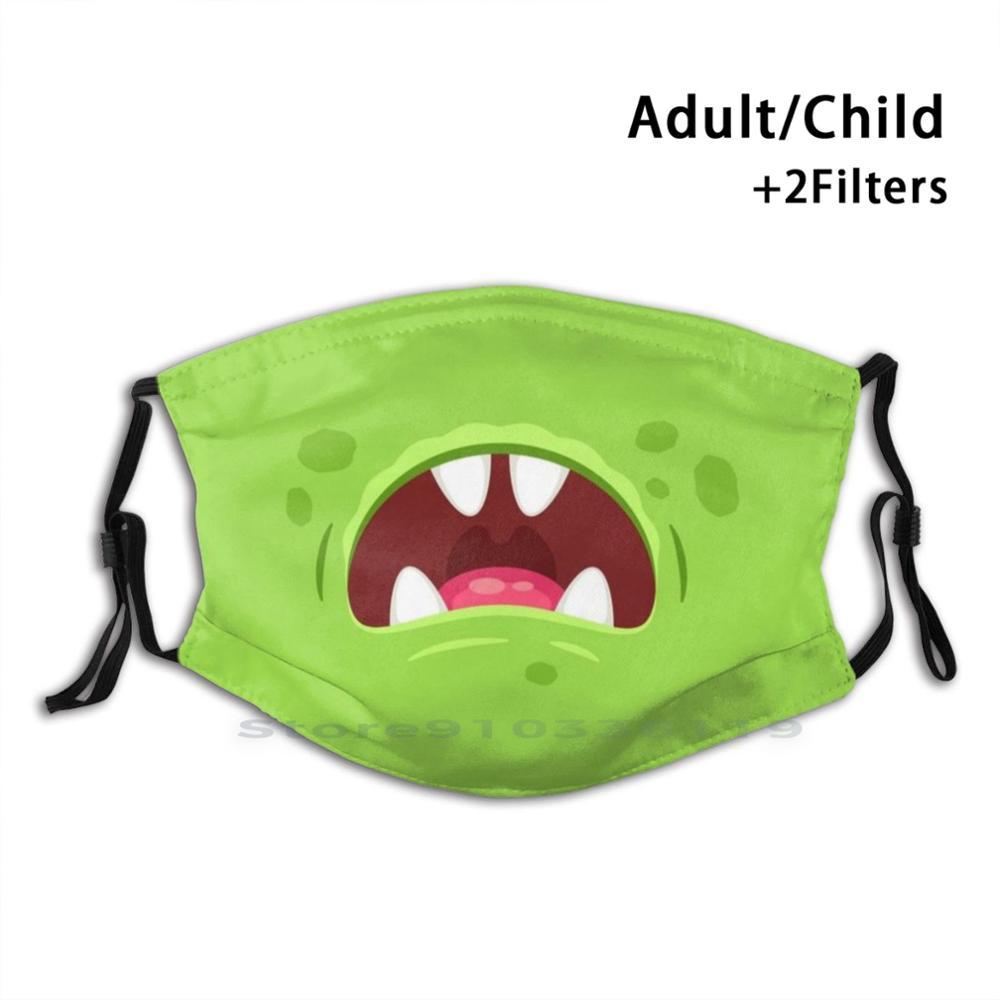 Изображение товара: Хэллоуин влюбленные-светло-зеленые Смешные рандомные рот многоразовая маска для лица с фильтрами Детские Монстры рот