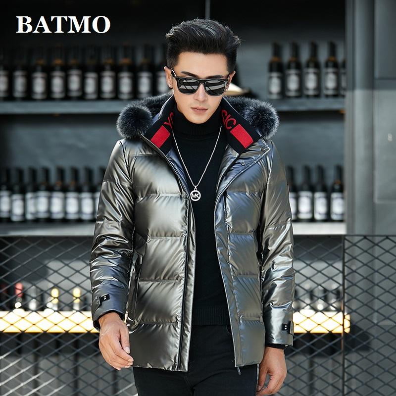 Изображение товара: Мужская куртка BATMO на 2021 пуху белой утки с капюшоном, с воротником из лисьего меха, теплая куртка больших размеров 90%, M-4XL