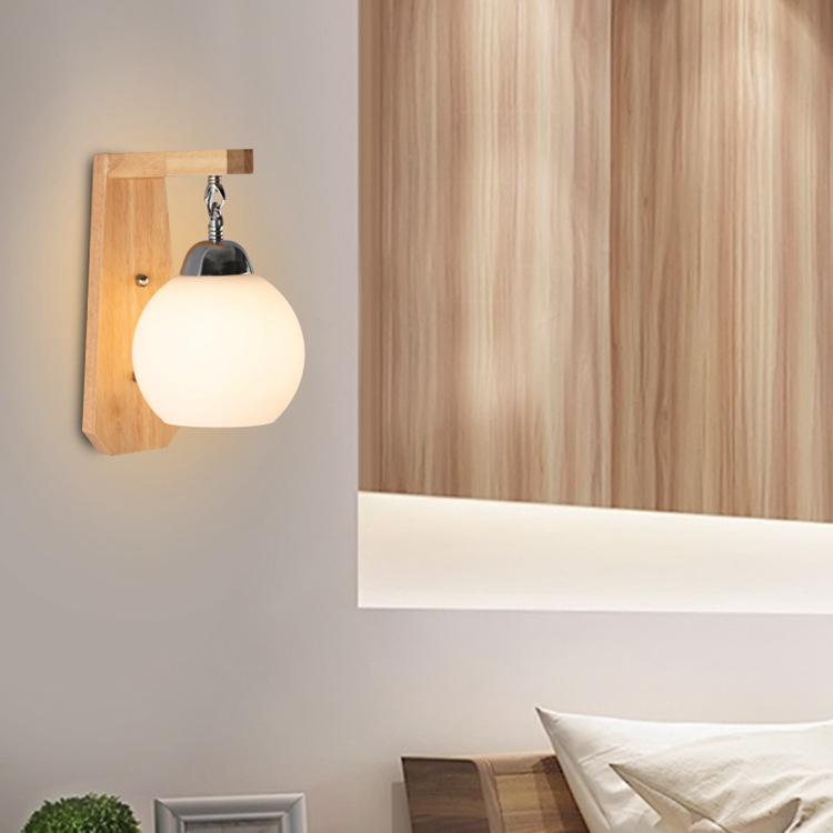 Изображение товара: Настенный светильник из массива дерева в скандинавском японском стиле, уличная лампа для спальни, коридора, лестницы, прикроватный светильник из оригинального дерева, художественная настенная лампа