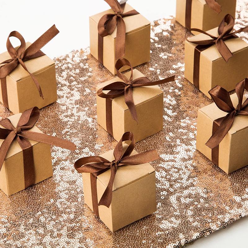 Изображение товара: 100 шт., Подарочная коробка для сладостей с белой лентой, шоколадный подарок, конфеты шт.