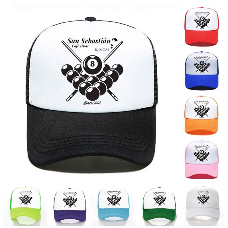 Изображение товара: Бейсбольная кепка с принтом на заказ, Кепка с логотипом Бильярд черный 8 однотонных Цвет оптом мужские и женские Простые повседневные черный, белый цвет фиолетовый сетчатая Кепка