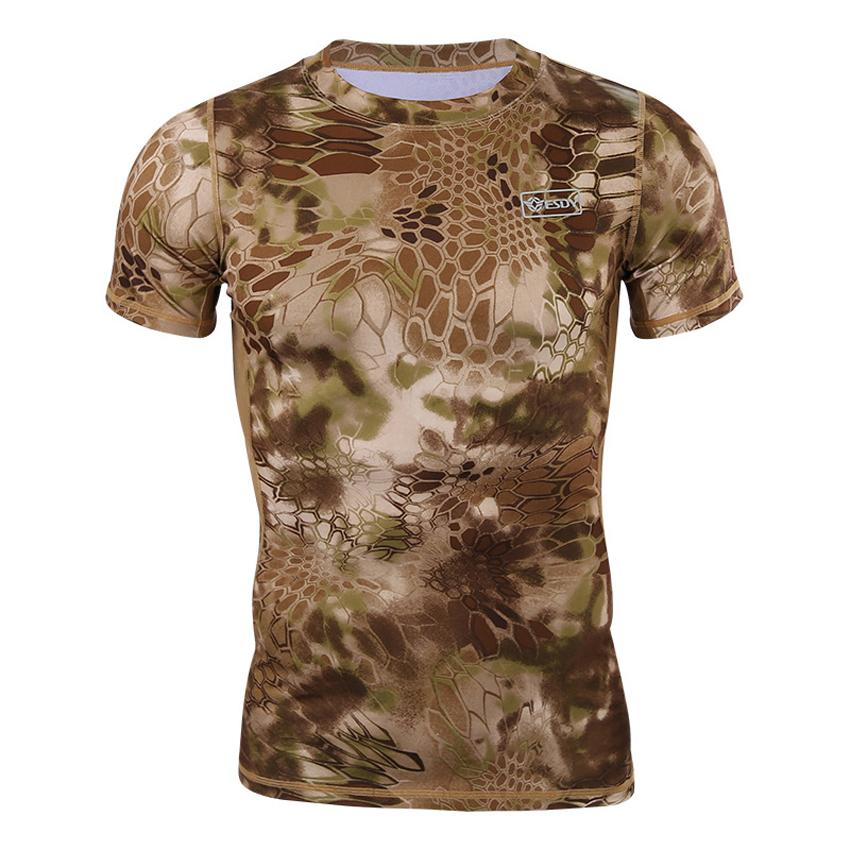Изображение товара: Тактическая Боевая футболка с коротким рукавом и 3D-принтом акулы питона, Мужская Военная охотничья униформа для страйкбола, камуфляжные футболки, одежда