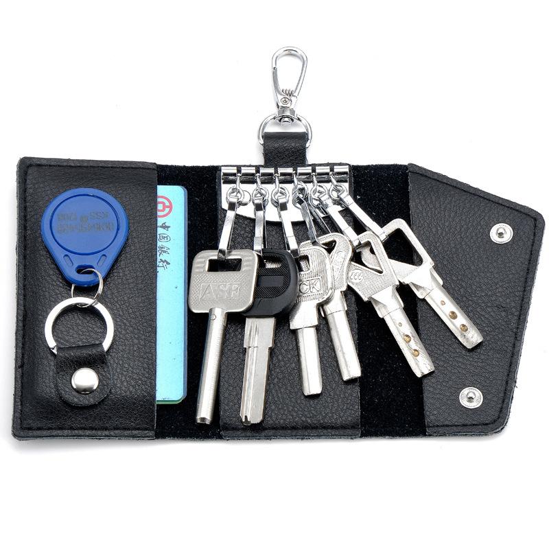 Изображение товара: Брелок для ключей из натуральной кожи, для мужчин и женщин, органайзер, отделение для ключей от машины бумажник ключница, чехол для ключей, мини-сумка для карт
