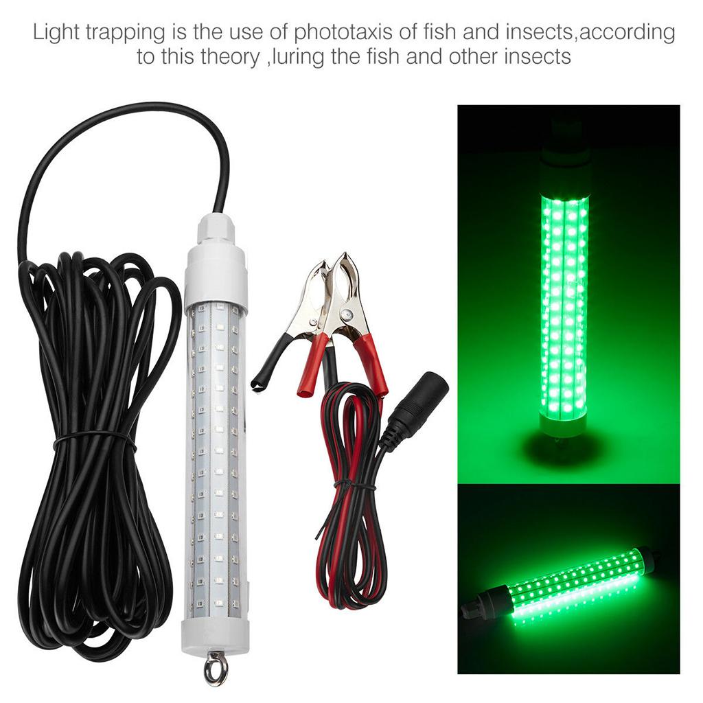 Изображение товара: Подводная рыбалка светильник 12-24V 10,5 W 120SMD зеленый погружной ночной Рыболокаторы лампа с Батарея зажим для денег и 6M Мощность шнур