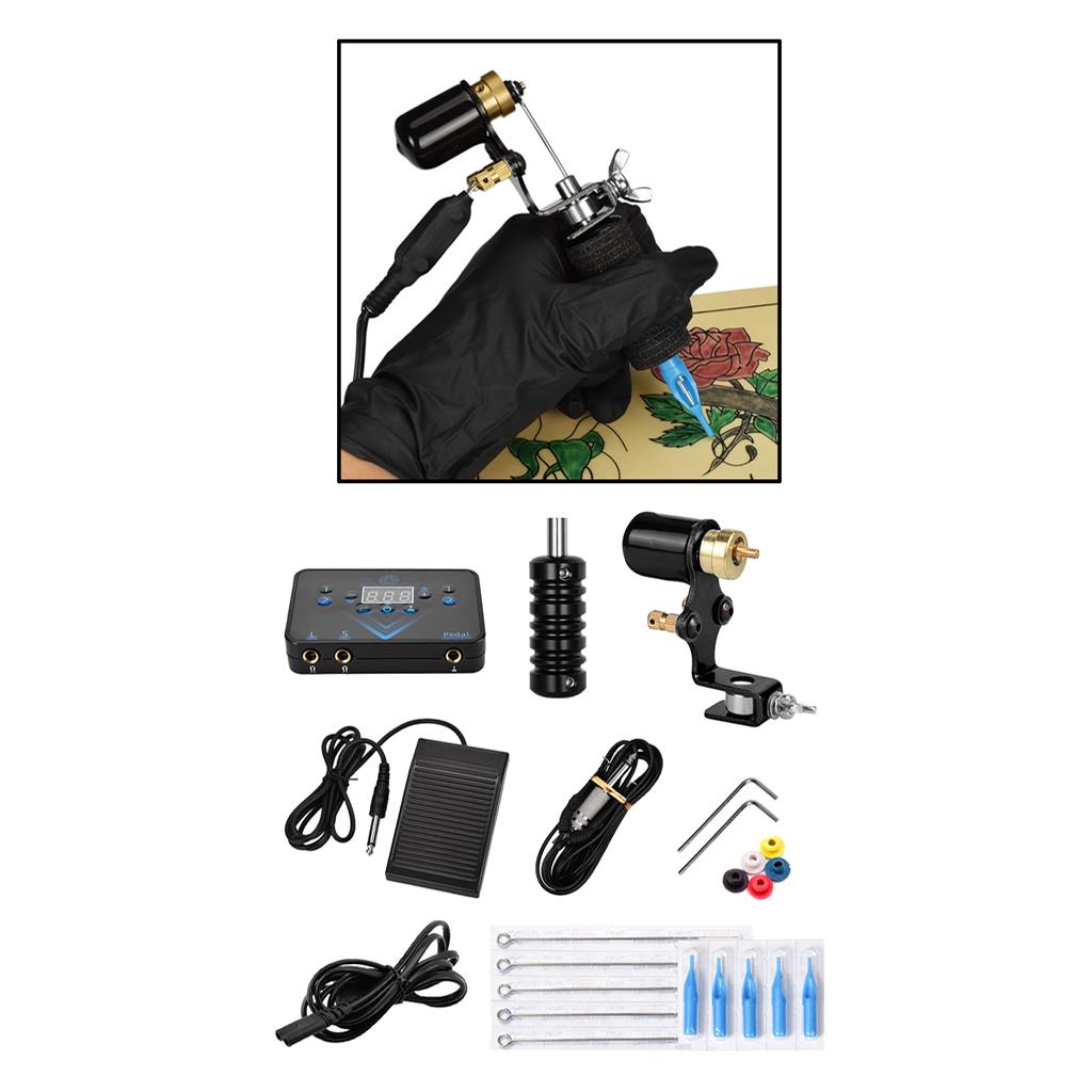 Изображение товара: 5 Cartridge Needles Power Supply w/Foot Pedal Set Rotary Tattoo Machine Shader & Liner Assorted Tatoo Motor Gun Kits Supply