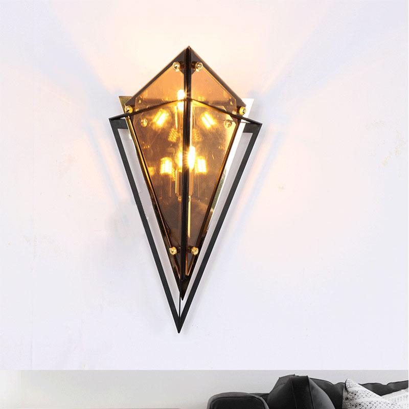 Изображение товара: Скандинавский Алмазный постмодерн, коридор, проход, креативное искусство, прикроватная тумба, гостиница, вилла, стеклянная треугольная настенная лампа, светильник для гостиной и спальни