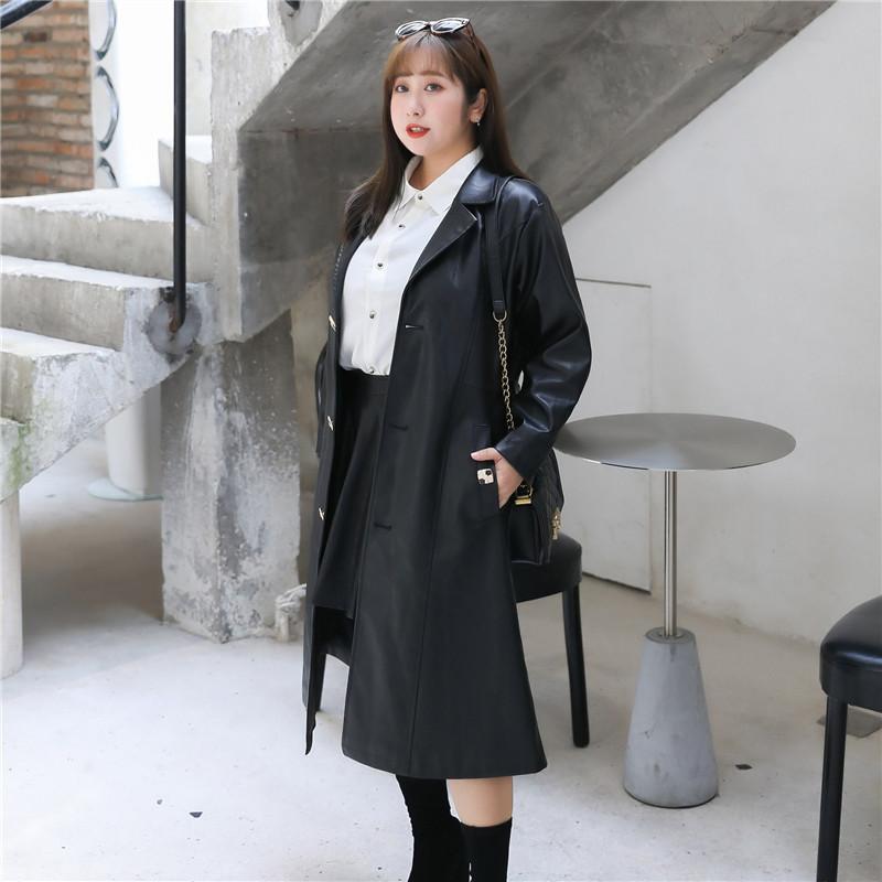 Изображение товара: Женская куртка из искусственной кожи, однобортная длинная куртка в Корейском стиле на осень, TA6333