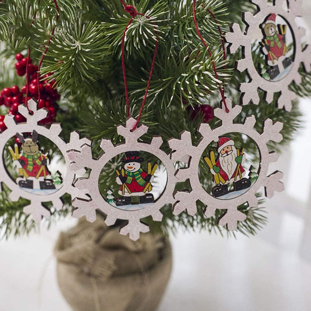 Изображение товара: Ручная роспись деревянные украшения рождественской елки украшения-с подвесная лента-8 шт.