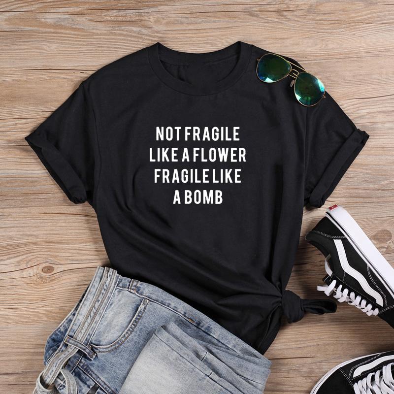 Изображение товара: Забавная футболка Like A Bomb, женская футболка с круглым вырезом и коротким рукавом, женская черная Повседневная футболка, Женские футболки из хлопка для женщин