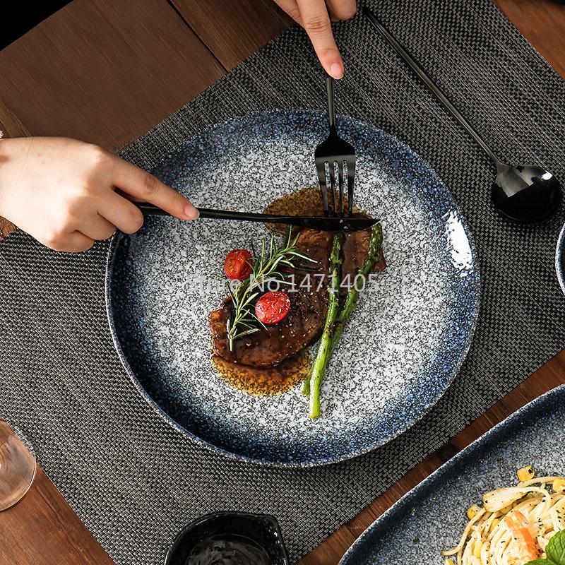 Изображение товара: Столовая посуда в японском стиле набор керамических сеток знаменитостей парные двойные макароны Бытовая тарелка Западный нож вилка ложка тарелка для стейка