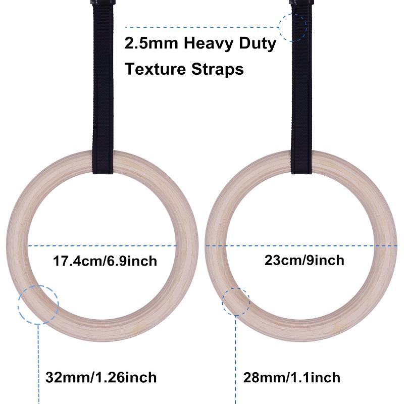 Изображение товара: Крытый Гимнастика Фитнес спортивные кольца с лямками деревянные кольца комплект дома домашний спортзал Фитнес подтягивания оборудование для силовой тренировки