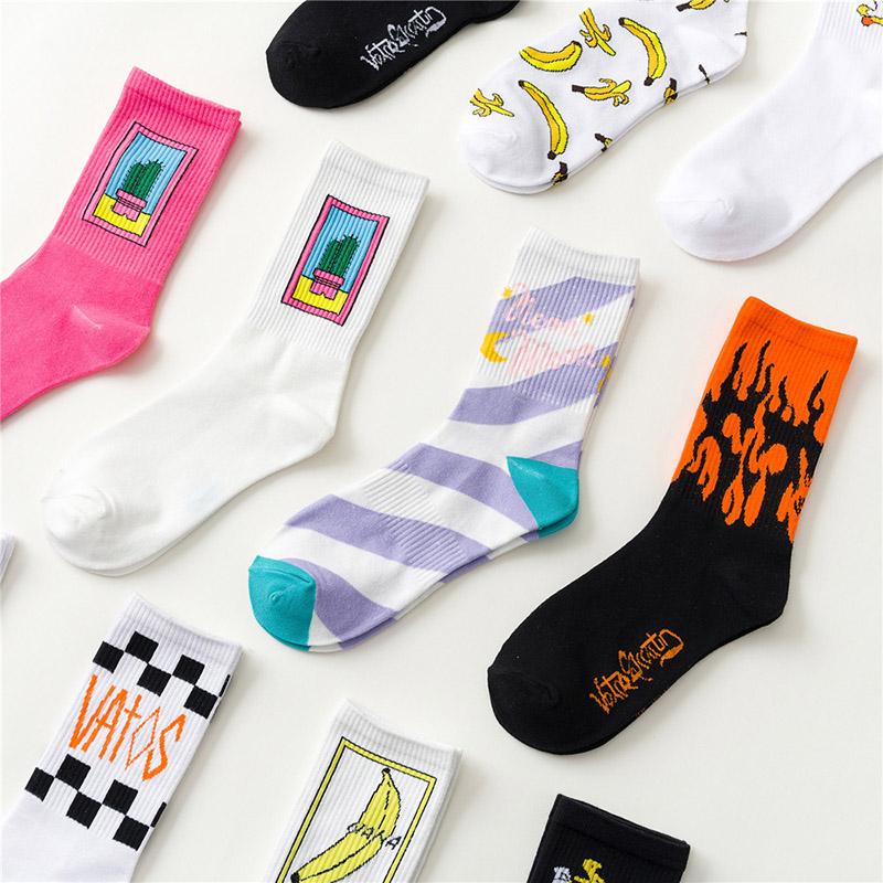 Изображение товара: Unisex Happy SocksCreative Hip Hop Personality Fashion High Quality Breathable Antiskid Flame Pattern Men Calcetines Mujer