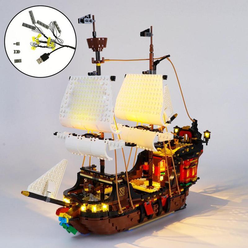 Изображение товара: Совместимость с LEGO модель пиратского корабля креативные сборочные строительные блоки светодиодный светильник ing Kit для LEGO 31109
