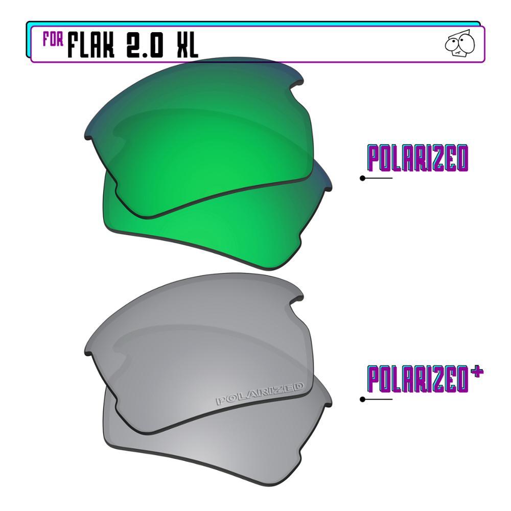 Изображение товара: Сменные поляризационные линзы ezзаменим для солнцезащитных очков Oakley Flak 2,0 XL, SilverP Plus, Green P