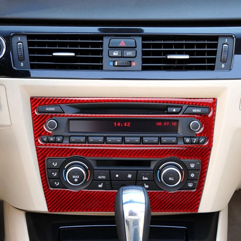 Изображение товара: Автомобильная центральная консоль кондиционер CD рамка декоративная наклейка отделка для BMW 3 серии E90 E92 E93 2005-2012 углерод волоконные наклейки