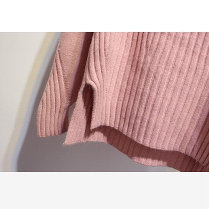 Изображение товара: Осенне-зимний женский вязаный короткий пуловер с высоким воротом, с длинным рукавом и круглым вырезом, однотонная кашемировая Базовая рубашка 11743